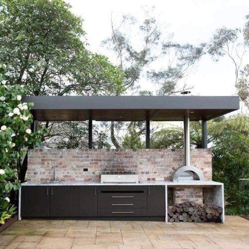 An outdoor kitchen in a backyard near Coffs Harbour